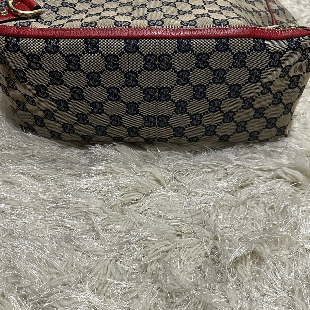 Vintage Gucci Large Abbey D Ring Tote - Red/Navy Blue - Picture 11 of 16
